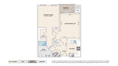 Floor plan for 1 bed, 1 bath, 902 sqft